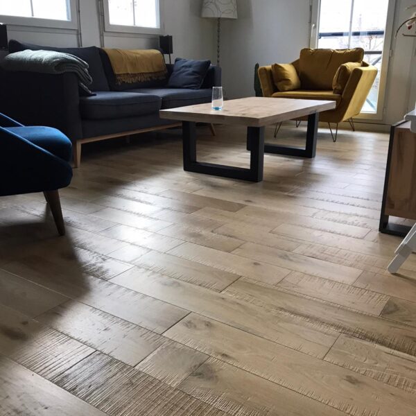 realisation parquet chene massif brut de sciage huilé